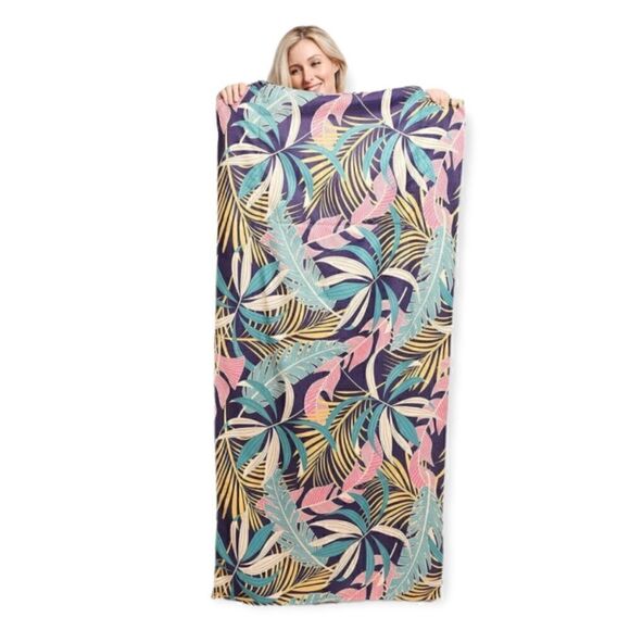 Beach Towel Tote Bag 2 in 1 Tropical Leaves Print - Picture 9 of 10